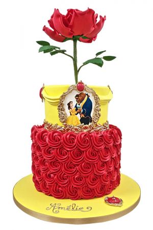 Princess Belle with rose cake