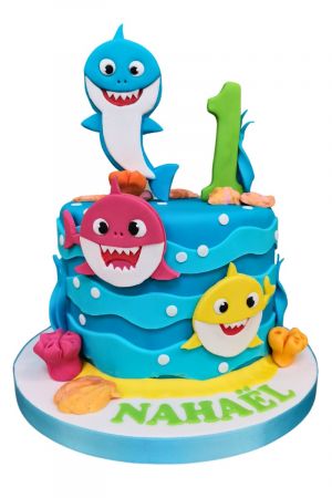 Baby Shark verjaardagstaart