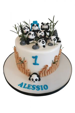 Cute pandas birthday cake