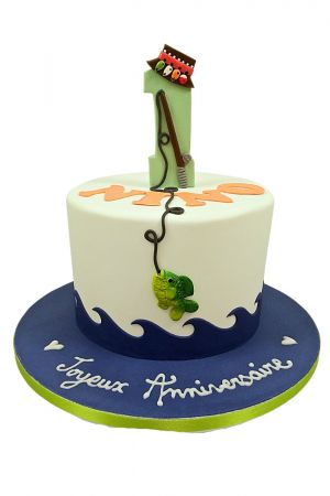 Fishing theme birthday cake