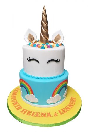 Two tier Unicorn birthday cake