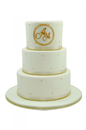 Gold initials cake