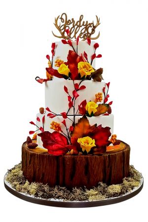 Autumn theme wedding cake