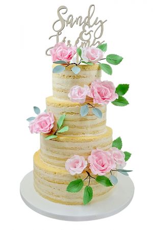 Gâteau mariage naked cake roses