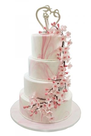 Pink marble effect wedding cake