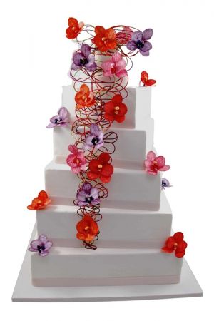 Orchids modern style wedding cake