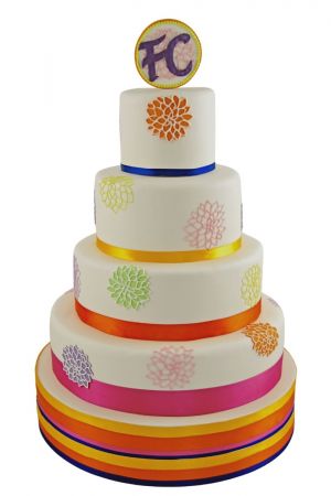 Gâteau de mariage fleurs colorées