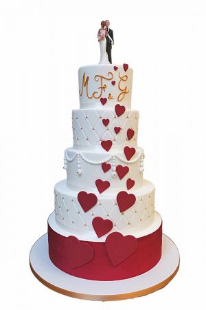 Cascade of hearts wedding cake