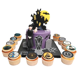 You can now order an amazing Wednesday Addams cake and cupcakes